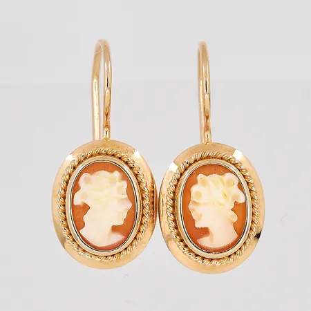 Ett par örhängen Camé dam, längd 20mm, bredd 9,2mm, 18K Vikt: 1,7 g