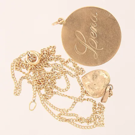 Diverse guldsmycken, defekta, gravyr, 18K  Vikt: 4,9 g