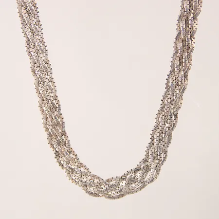 Collier flätat, längd 44,5cm, bredd 8mm, GFAB, silver 925/1000 Vikt: 17,8 g