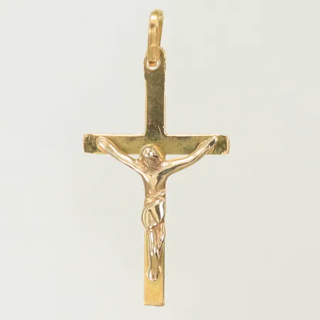 Hänge krucifix, längd 34mm inkl ögla, bredd 3-17mm, 18K, 1,6g Vikt: 1,6 g