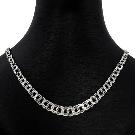 Halskedja Bismarck, silver 925/1000, doserad, längd 43,5 cm, bredd 4,5-9 mm, tillverkare NSE Guldvaru AB  Vikt: 15,9 g