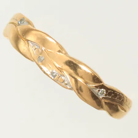 Ring med vita stenar, stl 19¼, bredd 1-4mm, sliten, 18K, 1,7g Vikt: 1,7 g