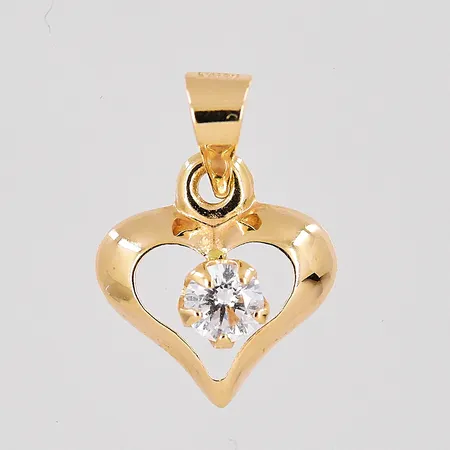 Hänge hjärta med vit sten, längd 13mm, 18K Vikt: 0,2 g
