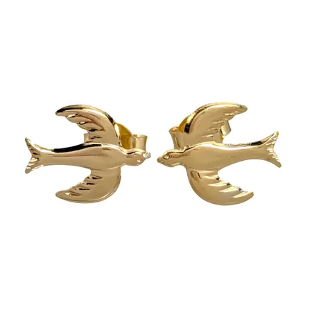 Örhängen Svalor, 18K guld, storlek 11x13 mm, originalploppar, fint skick Vikt: 1,3 g