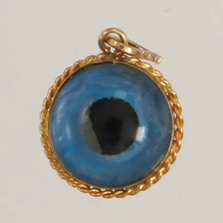 Hänge med glasdetalj, defekt, 14K  Vikt: 1,5 g