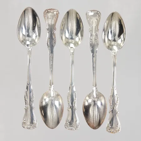 5 Kaffeskedar modell Prins Albert, 10,5cm, GAB, 830/1000 silver Vikt: 59,4 g