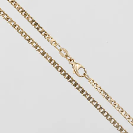 Kedja pansar, längd 50cm bredd 2mm, slitage, mindre ojämnheter, 18K guld. Vikt: 8,9 g