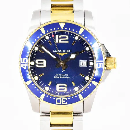 Herrur Longines Hydro conquest, automatic, Ø41mm, 30 bar, safirglas, datum, stål, modellnummer: L37423967 boettnr 47653768, originalband extra länkbitar, box med ytterkartong, instruktionsbok och certifikat år 2018