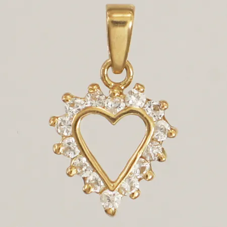 Hänge hjärta med stenar, längd 15mm, bredd 9,1mm, 18K Vikt: 0,5 g