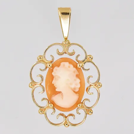 Hänge Camé dam, längd 31mm, bredd 19mm, 18K Vikt: 2,7 g