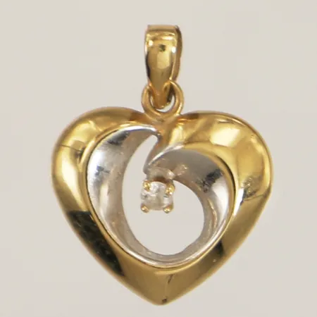 Hänge hjärta med sten, längd 17mm, bredd 13,7mm, 18K Vikt: 0,6 g