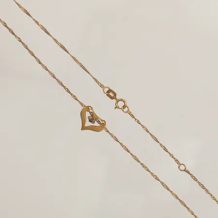 Kedja Singapore med hänge hjärta med sten, längd 43/46cm, bredd 0,6mm Vikt: 1,7 g