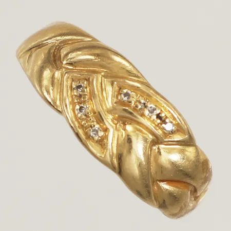 Ring med diamanter, 6xca0,005ct, stl 19, bredd 2,9-8,3mm, 18K Vikt: 5,4 g