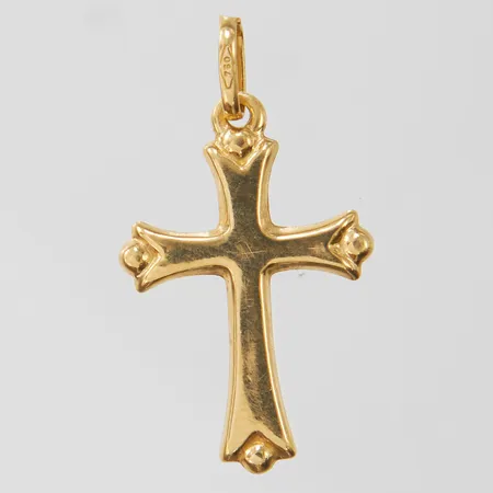 Hänge kors, längd ca 25mm inkl ögla, bredd 2,5-14mm, 18K Vikt: 0,6 g