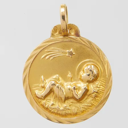 Hänge, längd ca 22mm inkl ögla, bredd 16mm, 18K Vikt: 2 g