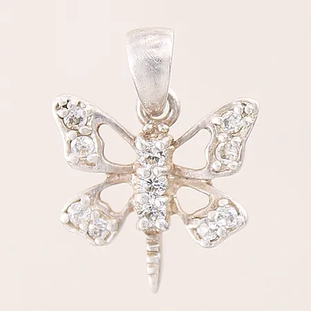 Hänge med vita stenar, fjäril, 25X1,5mm, silver 925/1000 Vikt: 2,5 g