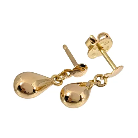 Örhängen Droppar, 18K guld, längd 16 mm, bredd 5 mm, fint skick, en plopp saknas Vikt: 1 g