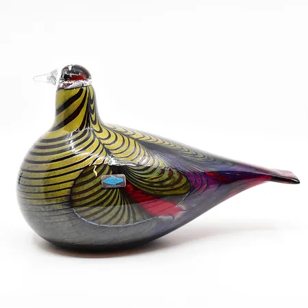 Figurin, fågel Oiva Toikka signerad O. Toikka, Nuutajärvi 