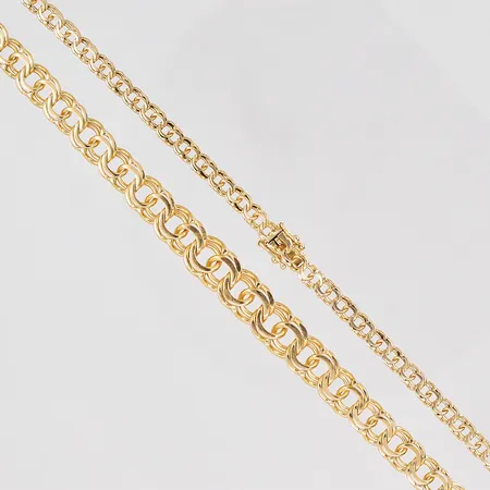 Collier Bismarck 43cm, doserat 9,7x4,2mm, kistlås, 18K Vikt: 24,8 g