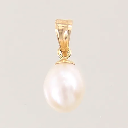 Hänge, odlad sötvattenspärla, 10X6mm, 18K  Vikt: 0,6 g
