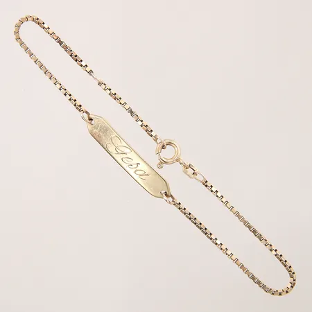 Armband med platta, längd 17-19cm, bredd 1,3-5,6mm, personlig gravyr, 8K Vikt: 2,6 g