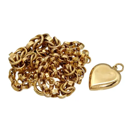 Halskedja och hänge, 18K guld, båda med defekter Vikt: 15,8 g