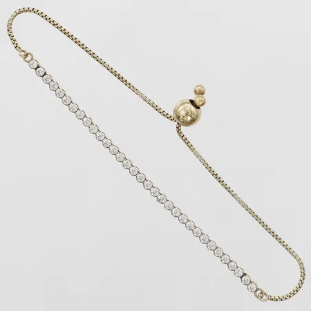 Armband med vita stenar, Pandora, längd: 21cm, bredd: 1-2,5mm, 925/1000 förgyllt silver Vikt: 3 g