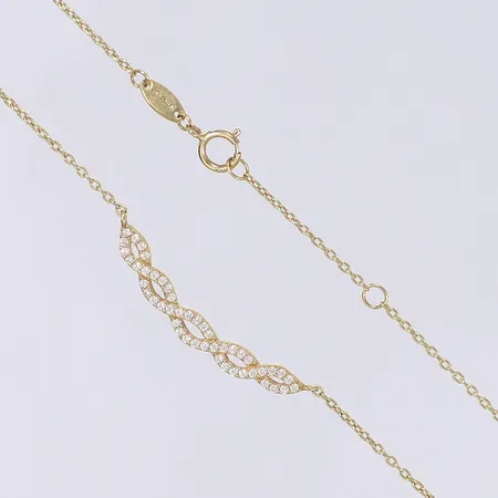 Halscollier med vita stenar, 45cm, bredd 1-3,5mm, GHA, 18K Vikt: 2,8 g