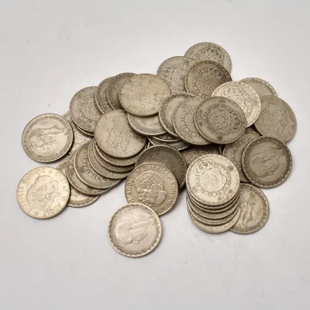 50st svenska mynt i silver, 1kronor, 400/1000, vikt 346,84g.