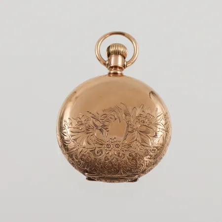 Fickur Savonette Illionis 14K, 41mm, ostämplad innerboett, boettnr: 1790402, verknr: 767915, liten sekundvisare, rött 20-timmars index, defekt går ej, bruttovikt: 60,1g.