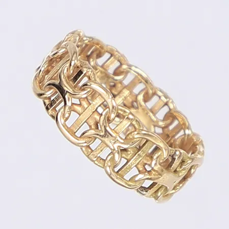 Ring X-länk med stav stl 17 bredd 6mm 18K  Vikt: 3,6 g