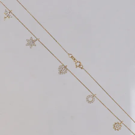 Kedja Ankar med med integrerade hängen, längd 43,5cm, bredd 0,8-11mm, 14K  Vikt: 2,7 g