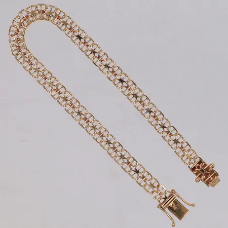Armband X-länk med stav, längd 19cm, bredd 5,8mm, 18K Vikt: 7,1 g