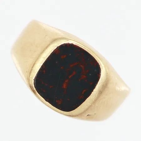 Klackring med heliotrop stl 17½, bredd: 4-11mm, slitage på skena, 14K Vikt: 3 g