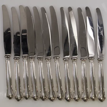 12 Knivar, 17,5cm, 830/1000 Silver bruttovikt 396,3g.
