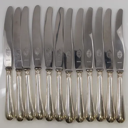 12 Knivar, 22cm, 830/1000 Silver bruttovikt 588,0g.