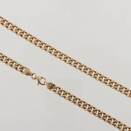 Kedja pansarlänk, 55cm, bredd: 6,4mm, ihåliga länkar, 14K, 23,4g.