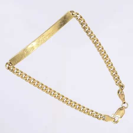Armband pansarlänk med namnbricka 16,5cm bredd 3-5mm gravyr 18K  Vikt: 4,4 g