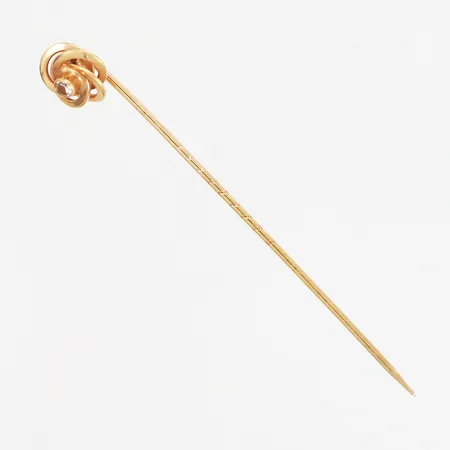 Slipsnål med vit sten, längd: 55mm, 18K Vikt: 1,3 g