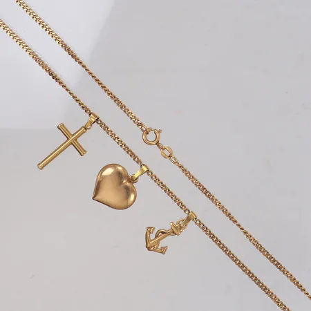 Kedja, Pansar med fastlödda hängen, defekt lås, går ej att öppna, 18K Vikt: 11,4 g