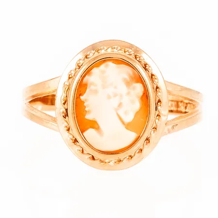 Caméring i 18K guld. Den är i storlek 17, är 2 - 13 mm bred och väger 2,0g. 