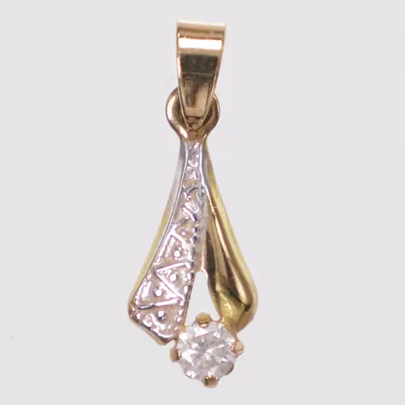 Hänge vit sten vitguldsdetalj, 19mm, 9K Vikt: 0,3 g