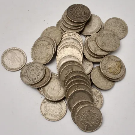 50st svenska mynt i silver, 1kronor, 400/1000, vikt 347,47g.