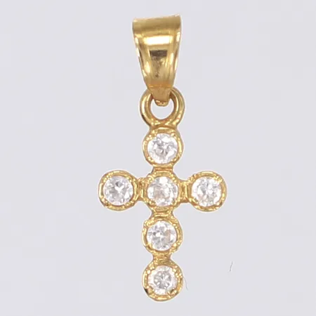 Hänge i form av kors med vita stenar höjd 19mm inkl öglan 21K Vikt: 0,9 g