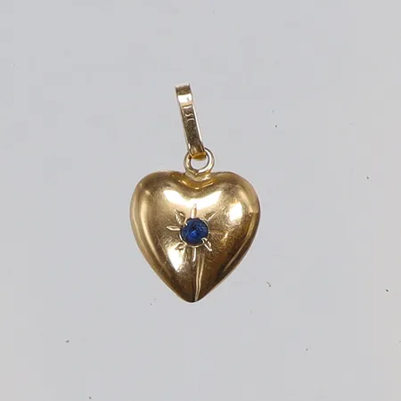 Hänge hjärta med blå sten, 14x10mm, 18K Vikt: 0,8 g