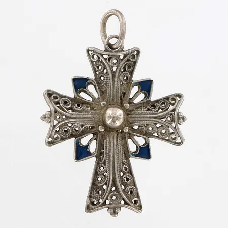 Hänge kors med emalj, ca 42mm, 925/1000 Silver Vikt: 4,9 g