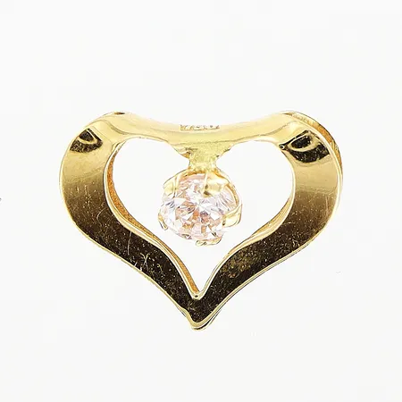 Hänge hjärta, vit sten,  9x11mm, 18K Vikt: 0,3 g