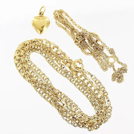 2 kedjor, 1 hänge, defekter, 18K Vikt: 7,5 g