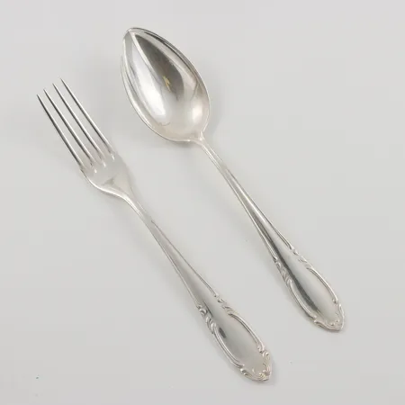  5 Gafflar 18,5cm, 8 Skedar 19cm, modell Slottsbarock, sterling silver 925/1000 silver, 658,5g.