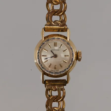 Damur Certina 18K, 17mm, manuell, ca 17cm, länk i oädel metall.